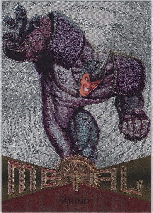 Rhino, #74, Silver Flasher Parallel, 1995 Marvel Metal Universe