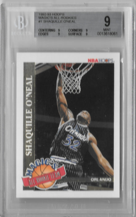 Shaquille O'Neal, Magic's All-Rookie, 1992-93 Hoops Basketball, BGS 9.0
