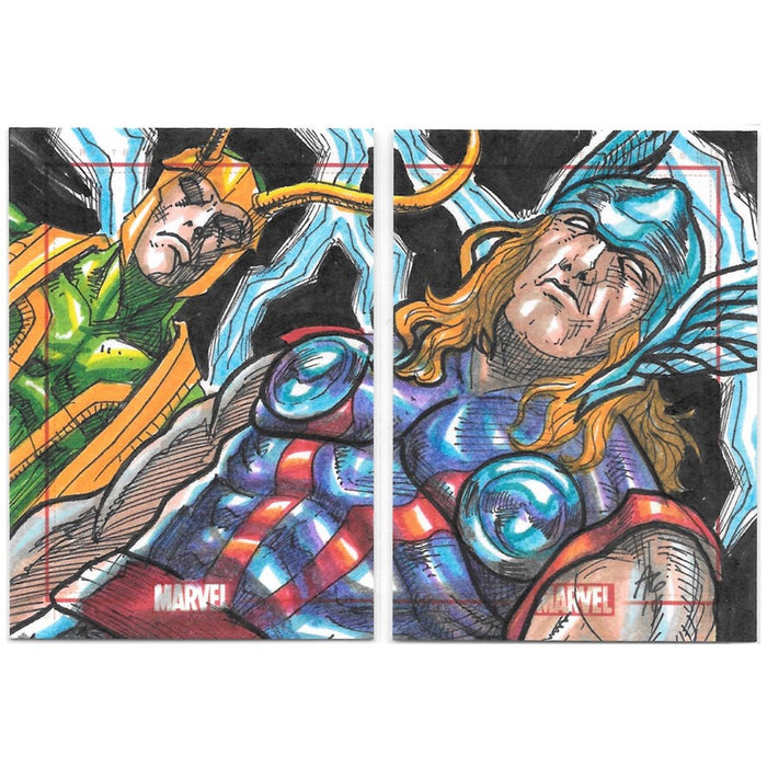 Loki & Thor, 2-card Puzzle, SketchaFEX Sketch Cards, 2014 Rittenhouse Marvel 75 Years