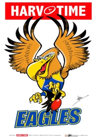 West Coast Eagles, Mascot Print Harv Time Poster