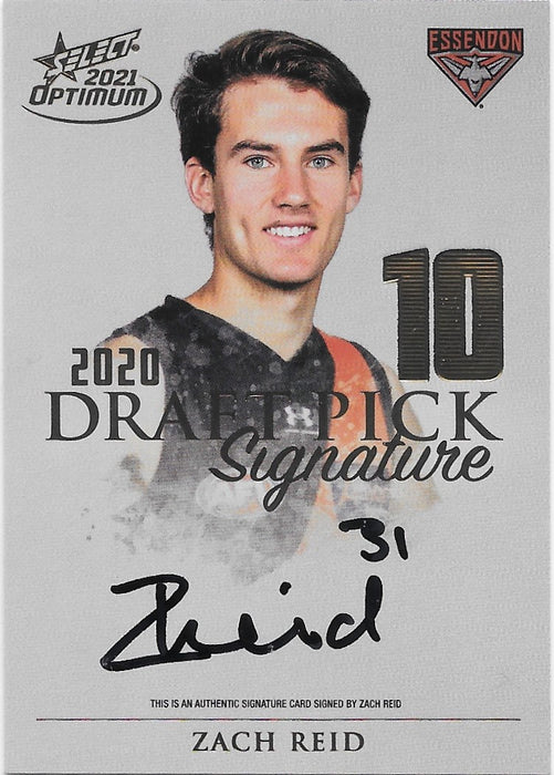 Zach Reid, Gold Draft Pick Signatures, 2021 Select AFL Optimum