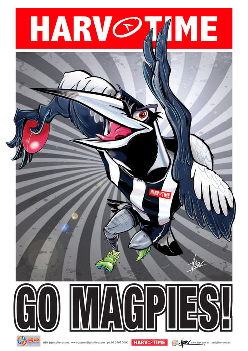 Collingwood Magpies, Mascot Print Harv Time Poster (2021)
