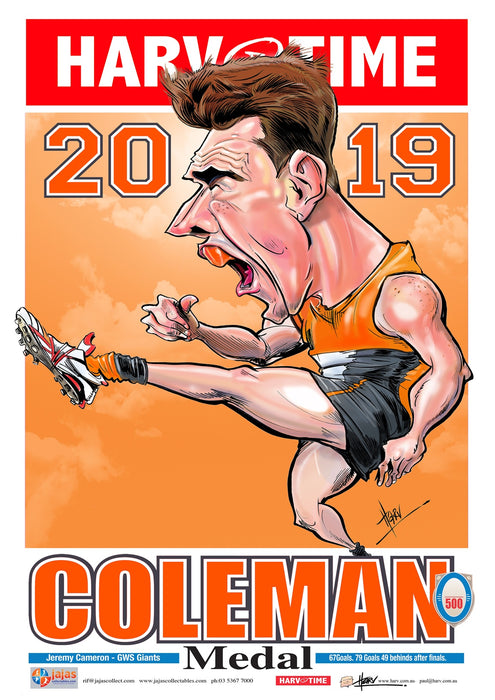 Jeremy Cameron, 2019 Coleman Medallist, Harv Time Poster