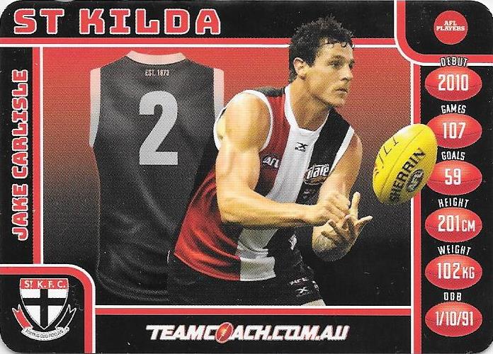 Jake Carlisle, Prize Card, 2018 Teamcoach AFL