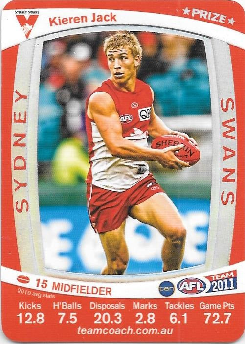 Kieren Jack, Prize card, 2011 Teamcoach AFL