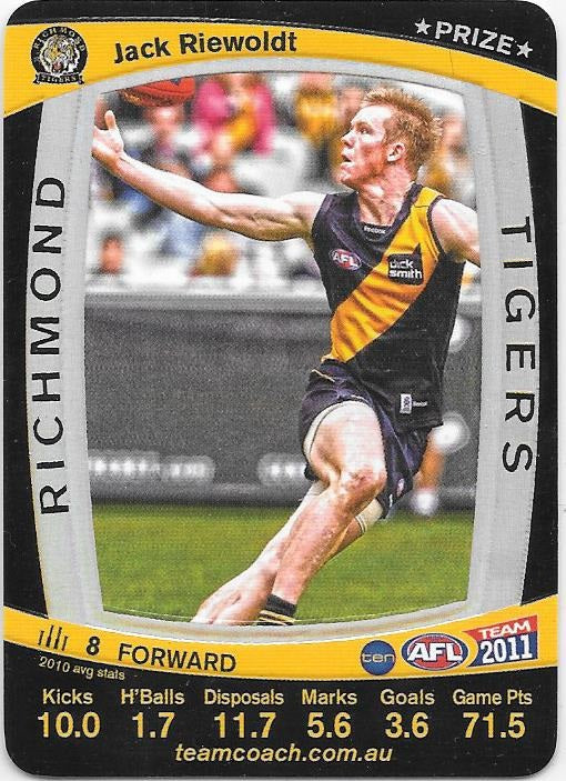 Jack Riewoldt, Prize card, 2011 Teamcoach AFL