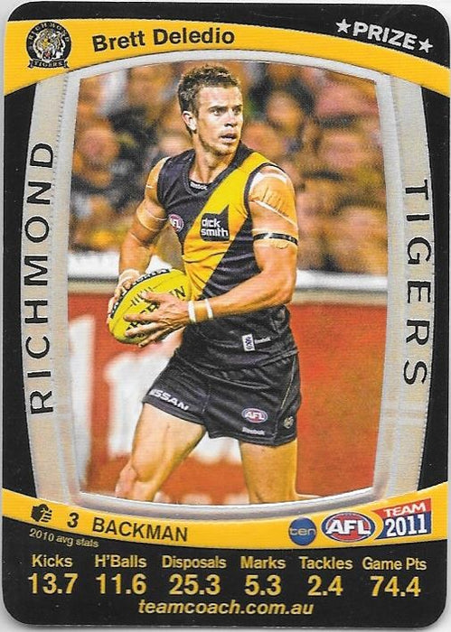 Brett Deledio, Prize card, 2011 Teamcoach AFL
