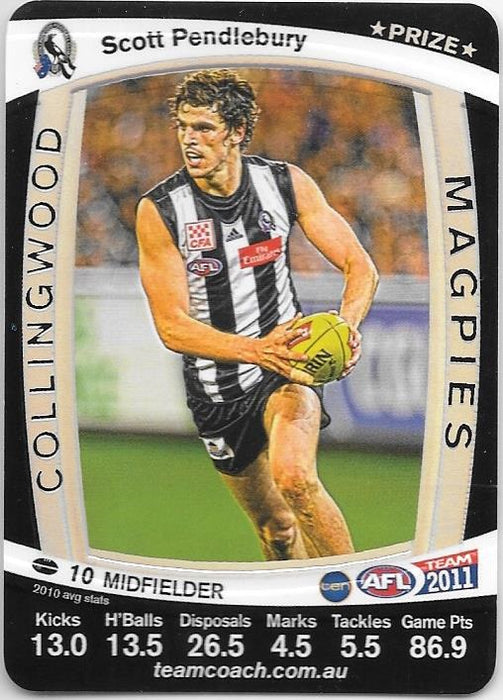 Scott Pendlebury, Prize card, 2011 Teamcoach AFL