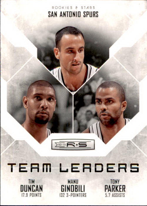 Duncan, Ginobli, Parker, Team Leaders, 2010-11 Panini Rookies & Stars Basketball NBA