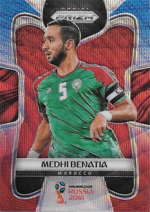 Medhi Benatia, Blue & Red Refractor, 2018 Panini Prizm World Cup Soccer