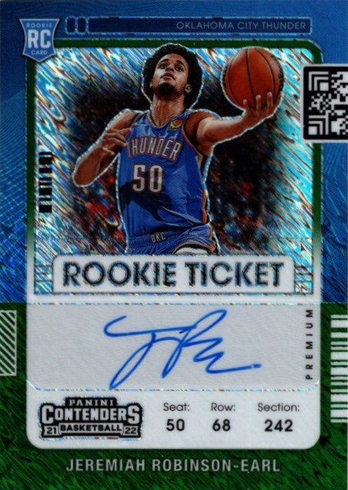 Jeremiah Robinson-Earl, Rookie Ticket Signature Prizm, 2021-22 Panini Contenders Basketball NBA