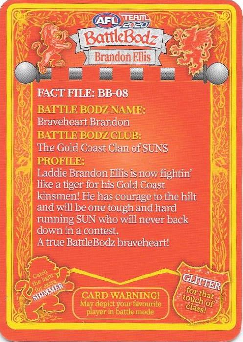 Callan Ward, Glitter Battle Bodz, 2020 Teamcoach AFL ERROR