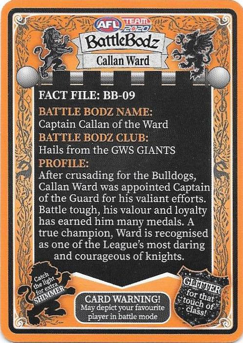 Callan Ward, Glitter Battle Bodz, 2020 Teamcoach AFL SP