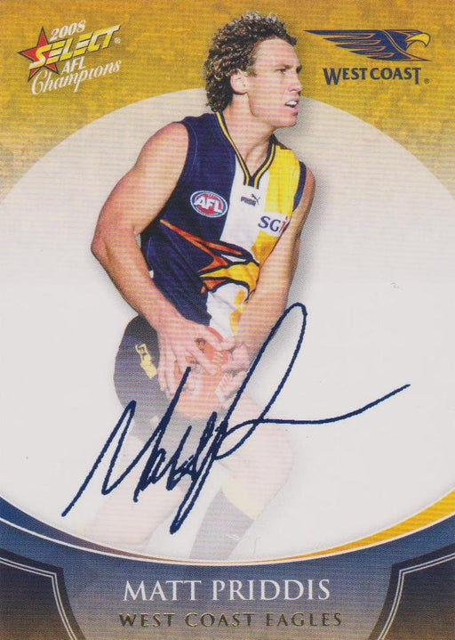 Matt Priddis, Blue Foil Signature, 2008 Select AFL Champions