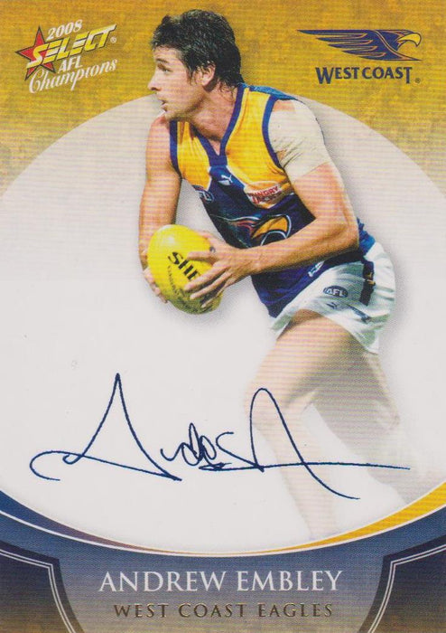 Andrew Embley, Blue Foil Signature, 2008 Select AFL Champions