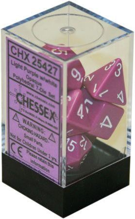 CHX 25427 Opaque Polyhedral Light Purple/White 7 Dice Set