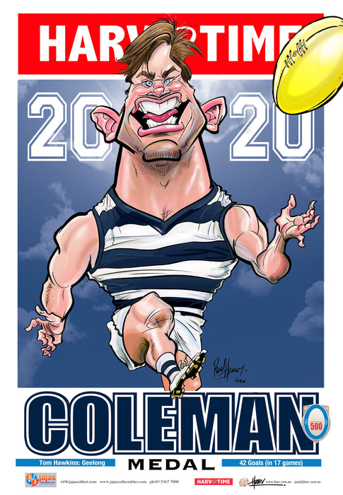 Tom Hawkins, 2020 Coleman Medallist, Harv Time Poster