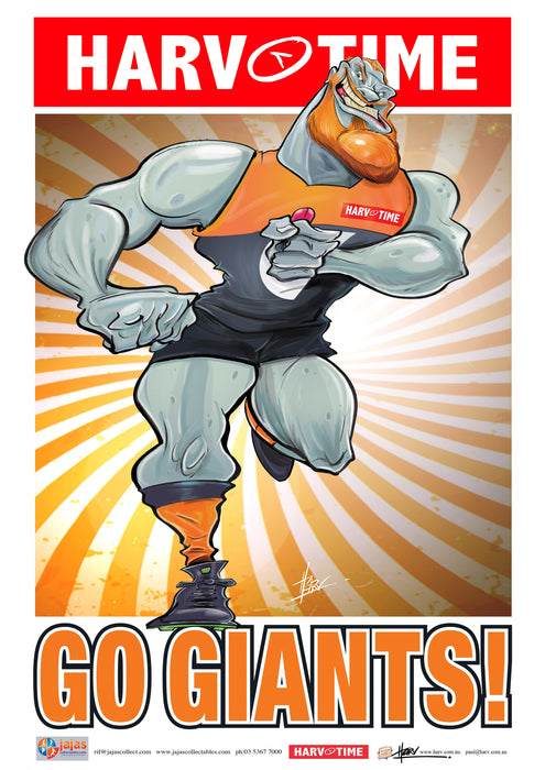 GWS Giants, Mascot Print Harv Time Poster (2021)