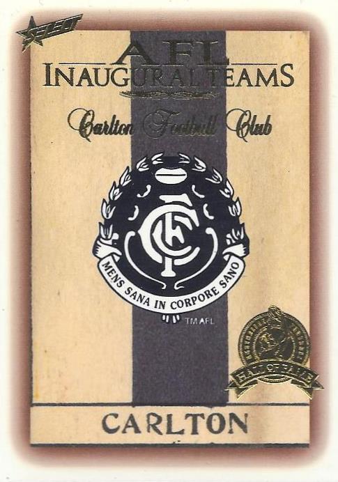 Carlton Inaugural Team Hall of Fame card, 1996 Select AFL