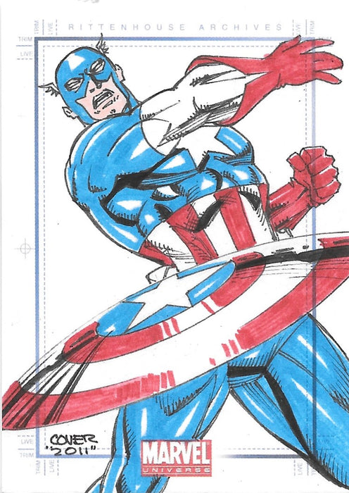 Captain America, Cover, SketchaFEX Sketch Card, 2011 Rittenhouse Marvel Universe