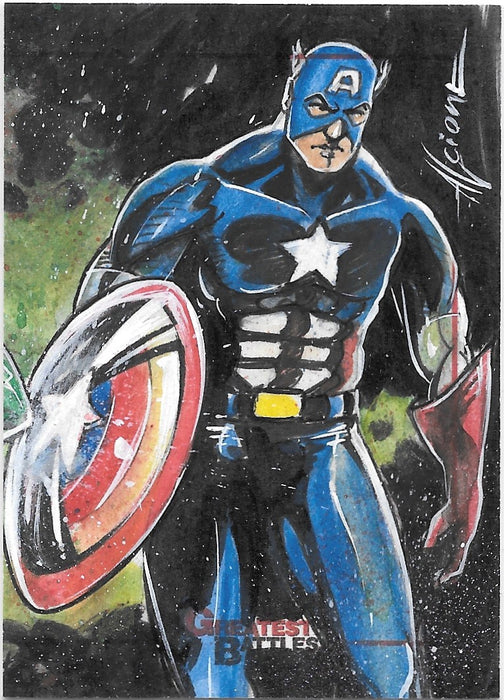 Captain America, SketchaFEX Sketch Card by Alcione Silva, 2012 Rittenhouse Marvel Greatest Battles