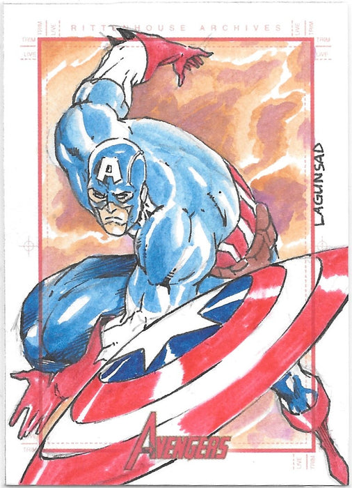Captain America, SketchaFEX Sketch Card, 2011 Rittenhouse Marvel Avengers by Lagunsad