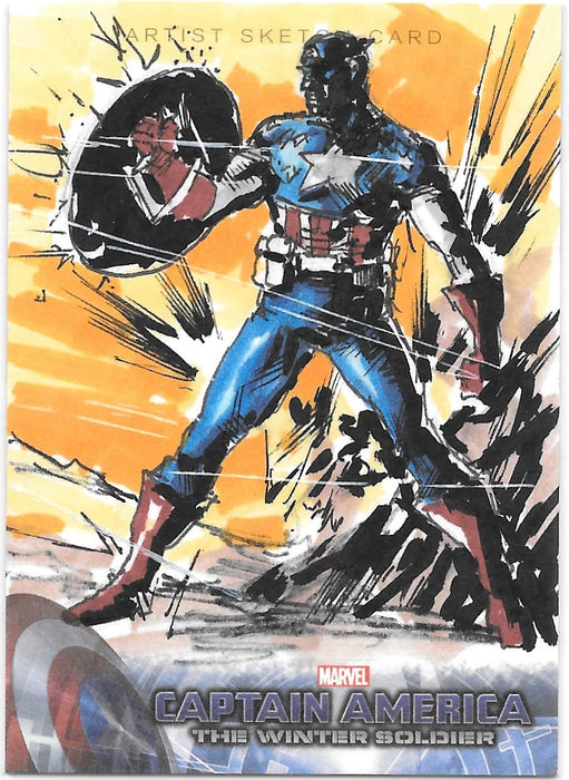 Captain America, Sketch Card, 2014 Upper Deck Marvel Captain America & the Winter Soldier by Bulda