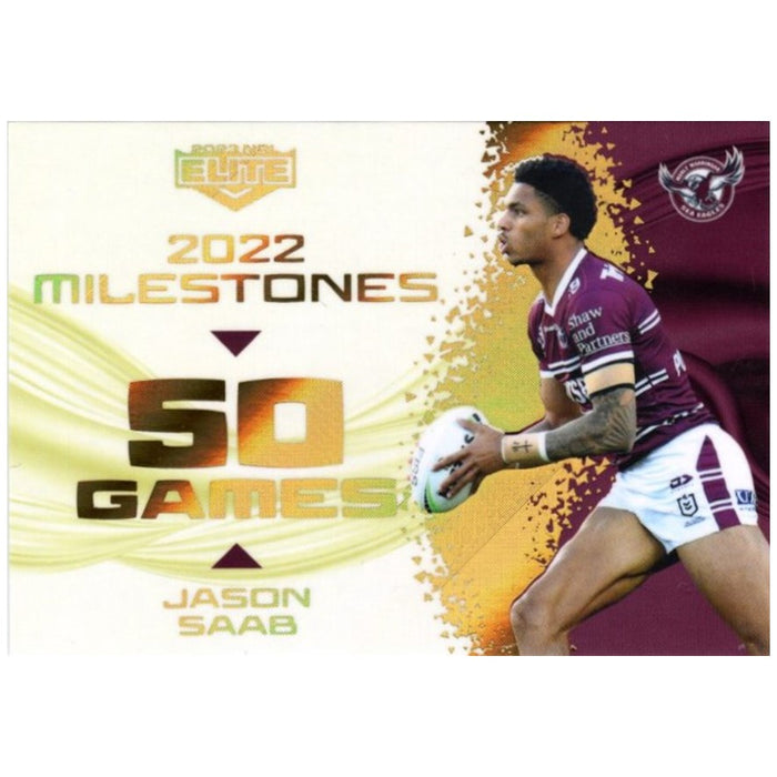 Jason Saab, Milestones Case Card, 2023 TLA Elite NRL Rugby League