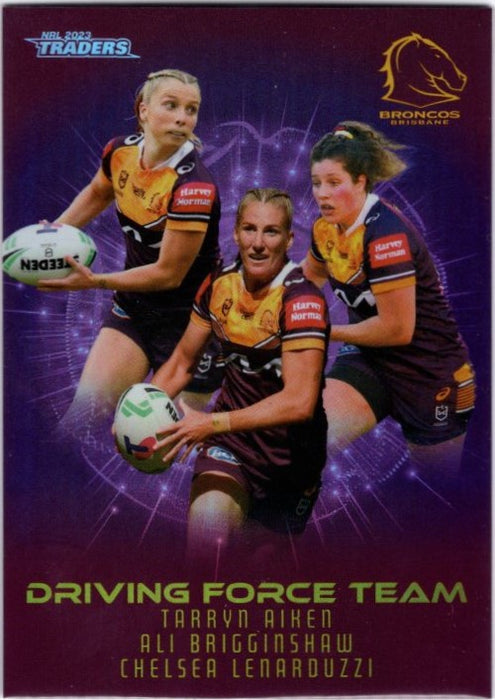 Brisbane Broncos NRLW, Driving Force Team Case Card, 2023 TLA Traders NRL