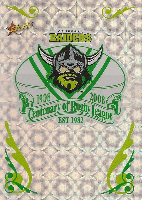 Canberra Raiders, Club Logo, 2008 Select NRL Centenary of Rugby League