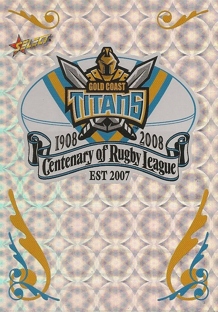 Gold Coast Titans, Club Logo, 2008 Select NRL Centenary of Rugby League