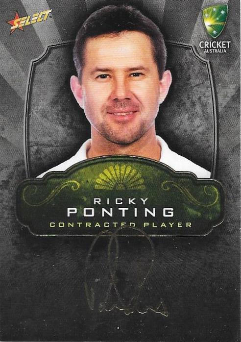Ricky Ponting, Contracted Player Gold Foil Signature, 2009-10 Select Cricket