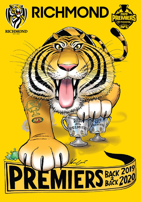 Back to Back Richmond Tigers 2020 AFL Premiers Caricature Sticker