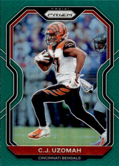 CJ Uzomah, Green Prizm, 2020 Panini Prizm Football NFL