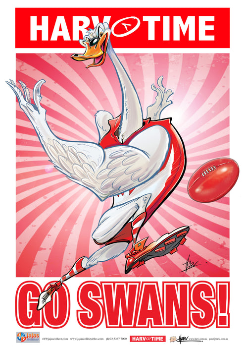 Sydney Swans, Mascot Print Harv Time Poster (2021)