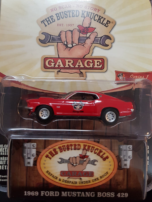 1969 Ford Mustang BOSS 429 Stock Car Racing, Busted Knuckle Garage, 1:64 Diecast Vehicle
