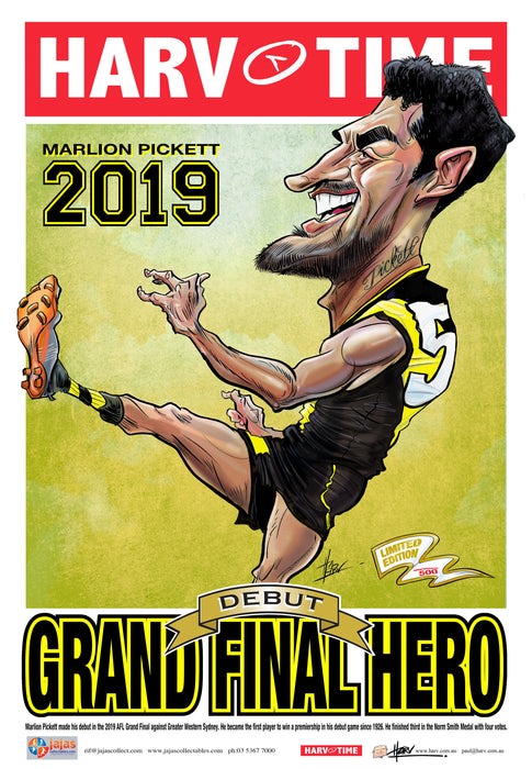Marlion Pickett, 2019 Grand Final Hero, Harv Time Poster