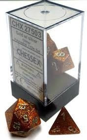 CHX 27503 Glitter Polyhedral Gold/Silver 7 Dice Set