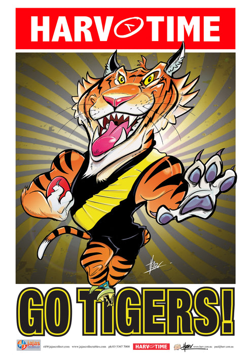 Richmond Tigers Mascot Print, Harv Time Poster (2021)