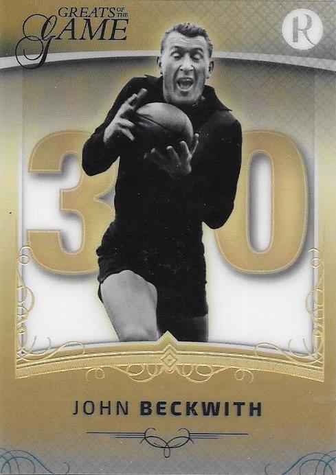 John Beckwith, Gold Numbers Card, 2017 Regal Football Greats of the Game