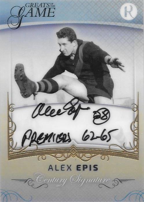 Alex Epis, Gold Century Signature, 2017 Regal Football Greats of the Game