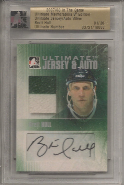 Brett Hull, 2007-08 In the Game, Ultimate material 8th Ed, Ultimate Jersey Auto