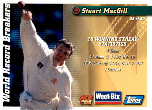 Ashley Mallett & Stuart MacGill, Hall of Fame Series, Weetbix, 2002 Topps ACB Gold Cricket