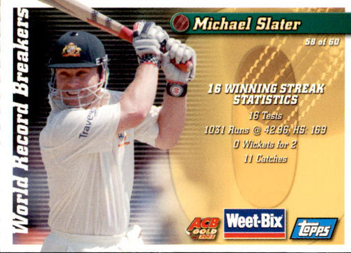 Bob Simpson & Michael Slater, Weetbix, 2002 Topps ACB Gold Cricket
