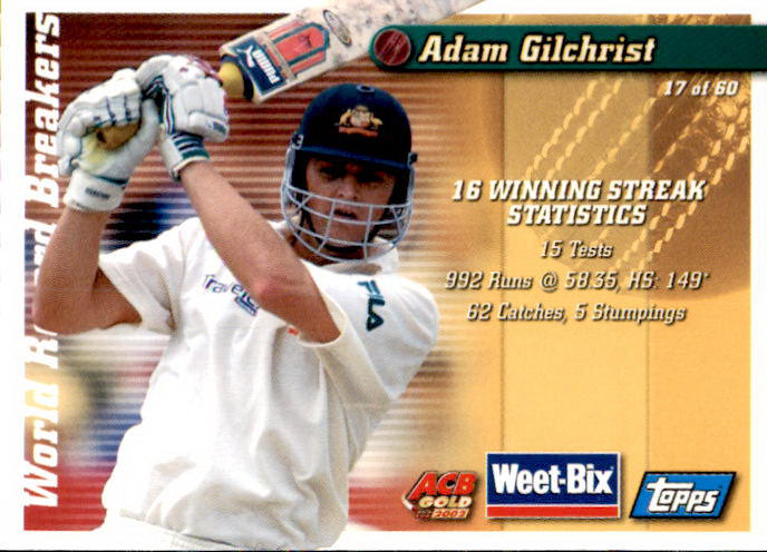 Rodney Marsh & Adam Gilchrist, Weetbix, 2002 Topps ACB Gold Cricket