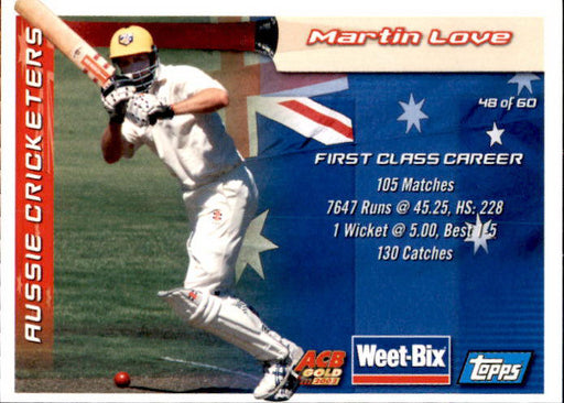 Victor Trumper & Martin Love, Weetbix, 2002 Topps ACB Gold Cricket