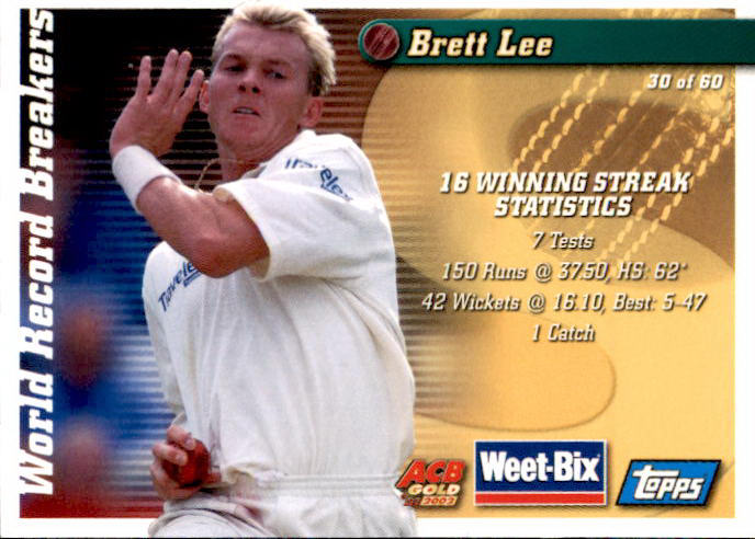Dennis Lillee & Brett Lee, Weetbix, 2002 Topps ACB Gold Cricket