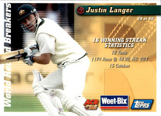 Allan Border & Justin Langer, Weetbix, 2002 Topps ACB Gold Cricket