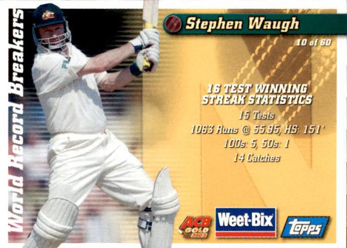 Sir Donald Bradman & Stephen Waugh, Weetbix, 2002 Topps ACB Gold Cricket