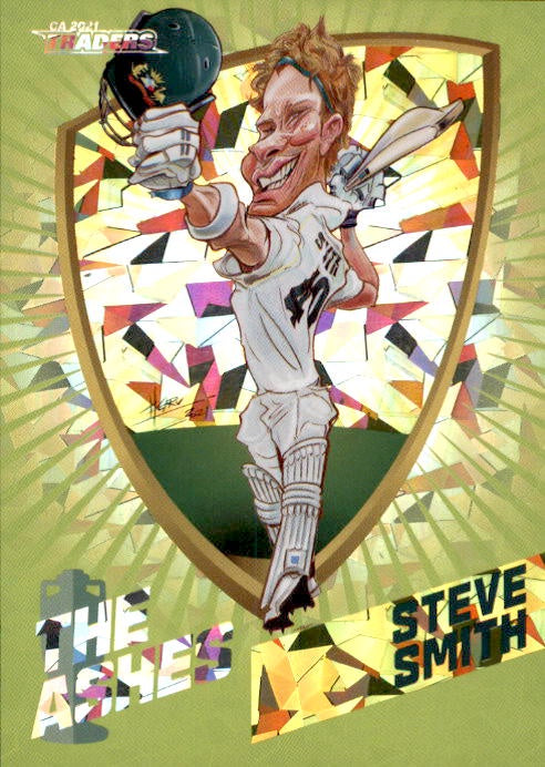 Steve Smith, #001/175, Green Ashes Caricatures, 2021-22 TLA Traders Cricket Australia & BBL